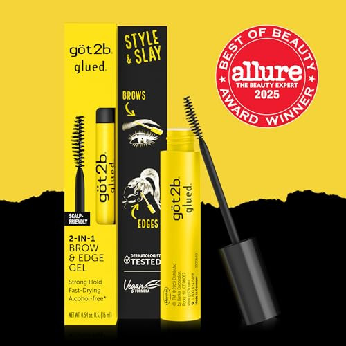 got2b Glued 2in1 Brow Gel Edge Control 054 Fl Oz Strong Hold Styling Eyebrow Gel and Hair Mascara for Flyaways and Frizz