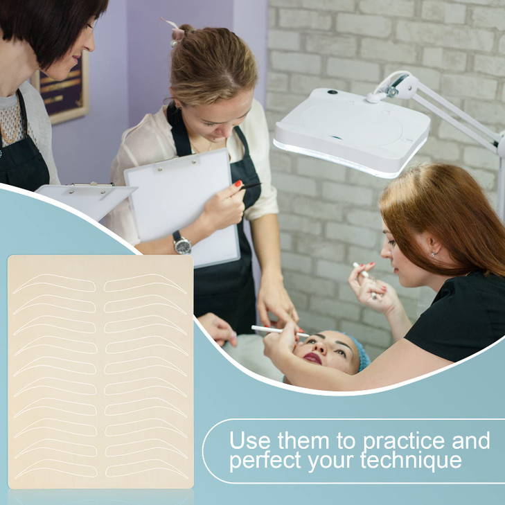 Leelosp 24 Pieces Microblading Practice Skin Double Sided Microblading Supplies Eyebrows Tattoo Fake Practice Skin Silic