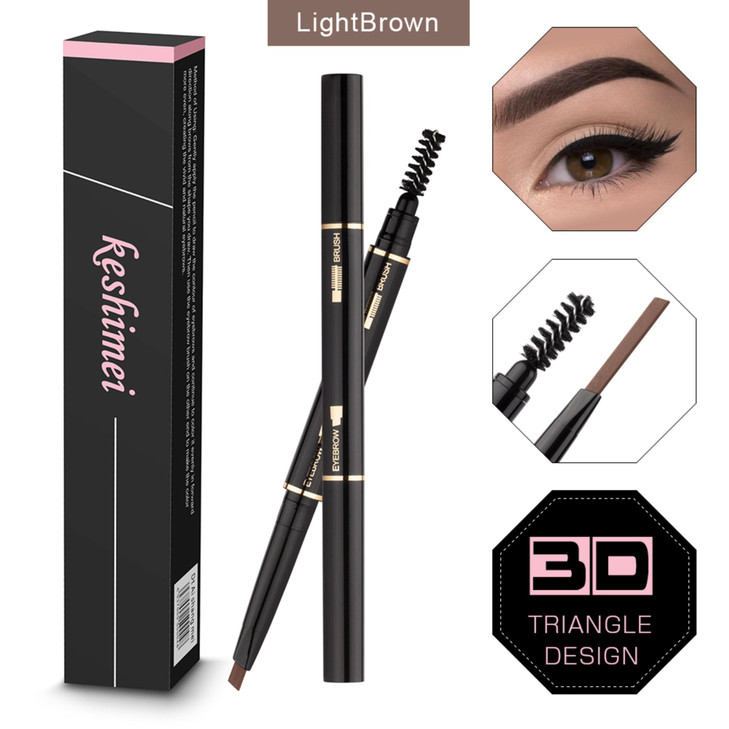 Eyebrow Pencil 2 Packs Waterproof SmudgeProof Brow Pencil with Brow Brush Automatic Eye Brow Makeup Kit Light Brown