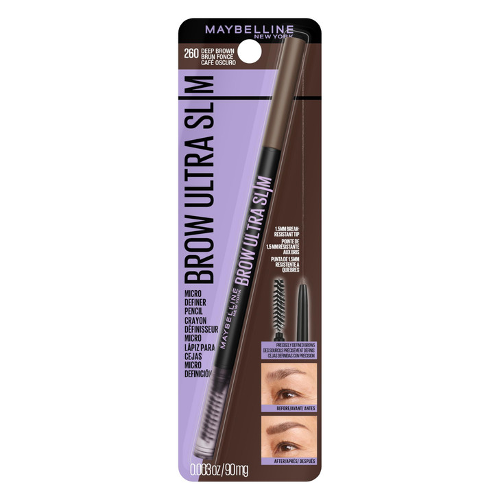 Maybelline Express Brow Ultra Slim Eyebrow Makeup Brow Pencil with Precision Tip and Spoolie for Defined Eyebrows Deep B