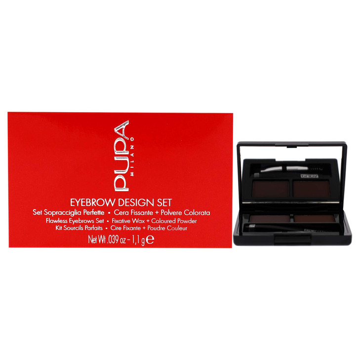 Eyebrow Design Set 003 Dark Brown by Pupa Milano for Women 0039 oz Eyebrow Kit Double applicator Angled BrushComb Profes