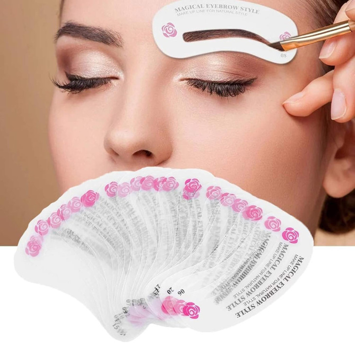 24 PCS Eyebrow Shaping Stencils Kalolary Eyebrow Grooming Stencil Kit Shaping Templates DIY Tools for Eyebrows Shaping