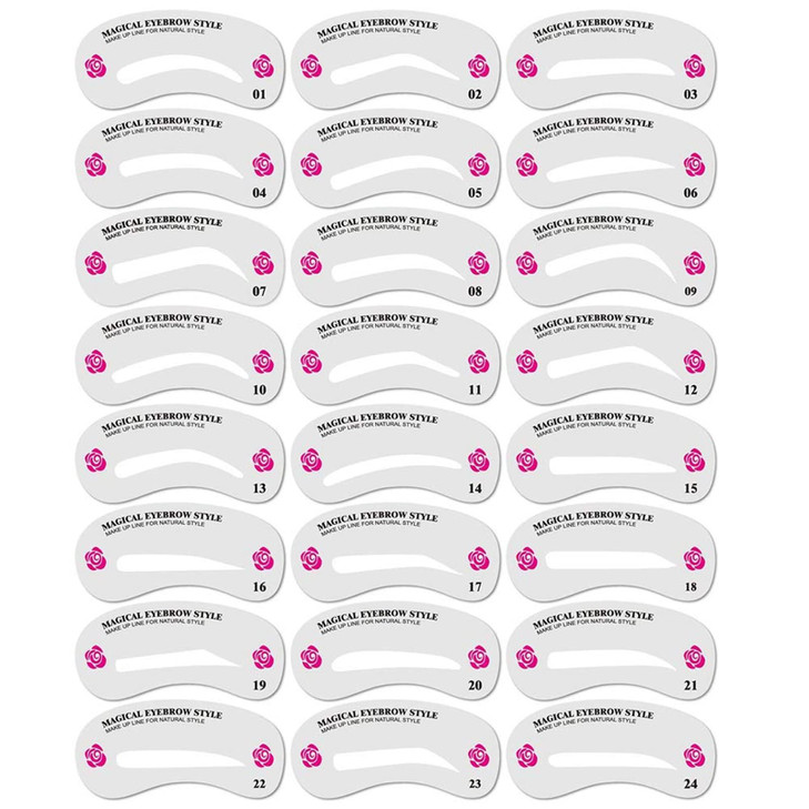 24 PCS Eyebrow Shaping Stencils Kalolary Eyebrow Grooming Stencil Kit Shaping Templates DIY Tools for Eyebrows Shaping