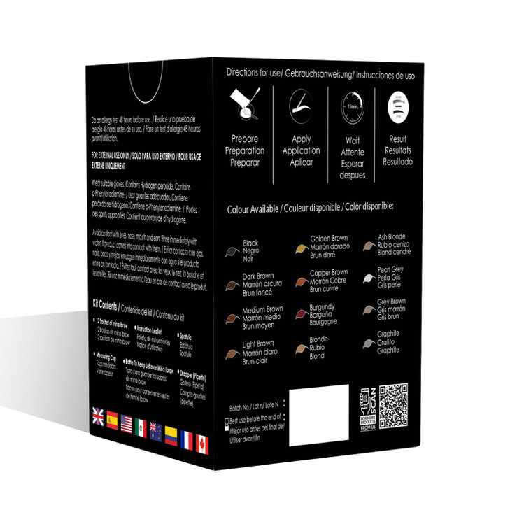 Mina ibrow Hair Color Refill Pack BlackLong Lasting Natural Spot coloring and Professional Hair Tinting PowderWater and