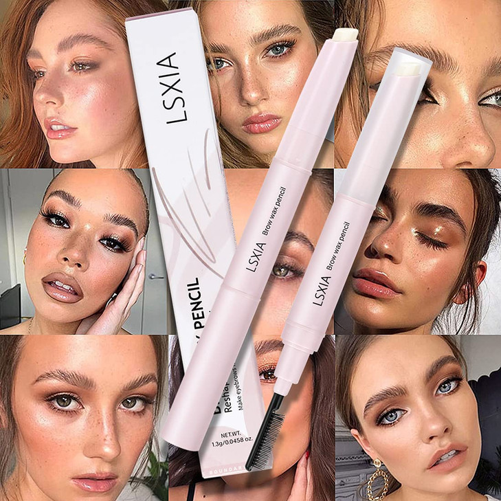 LSxia Doubleheaded Eye Brow Wax Pen 2 in 1 Clear Eyebrow Gel Pencil with Eyebrow Comb Waterproof Brow GelEyebrow Styling