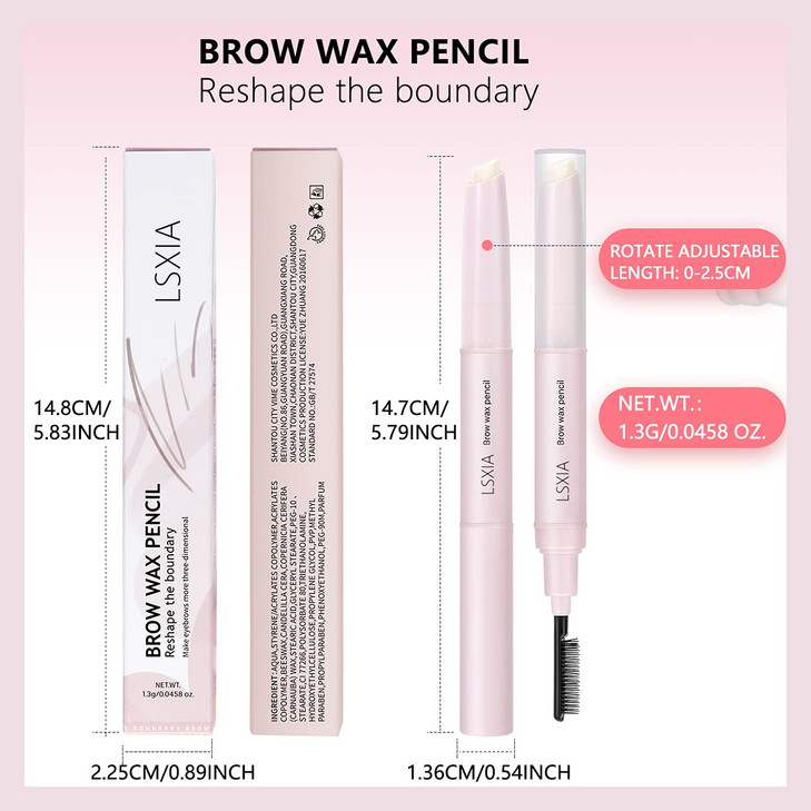 LSxia Doubleheaded Eye Brow Wax Pen 2 in 1 Clear Eyebrow Gel Pencil with Eyebrow Comb Waterproof Brow GelEyebrow Styling