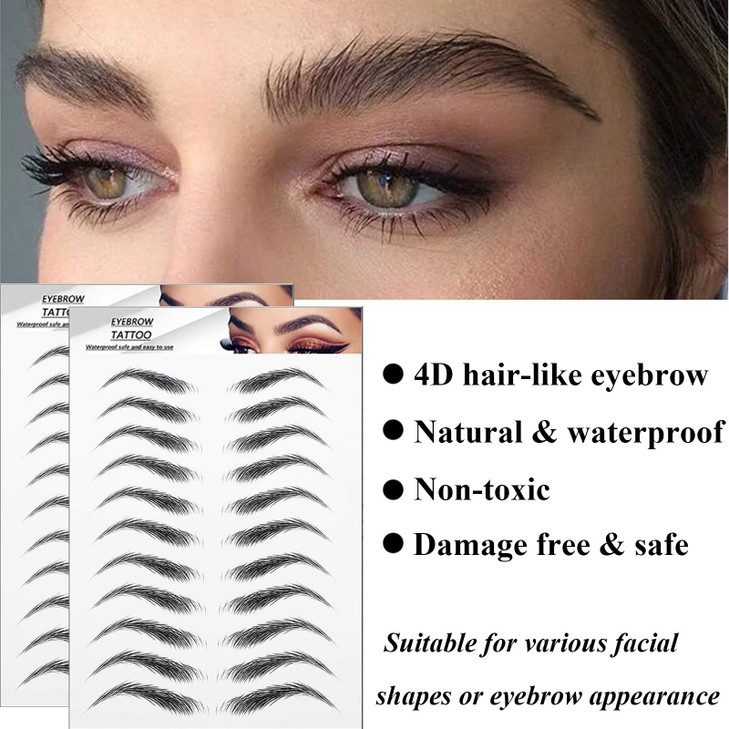 22 Pairs 4D Eyebrows Tattoo HairLike Authentic Eyebrows Eyebrows Tattoo Peel Off Long Lasting Natural False Eyebrows Mak