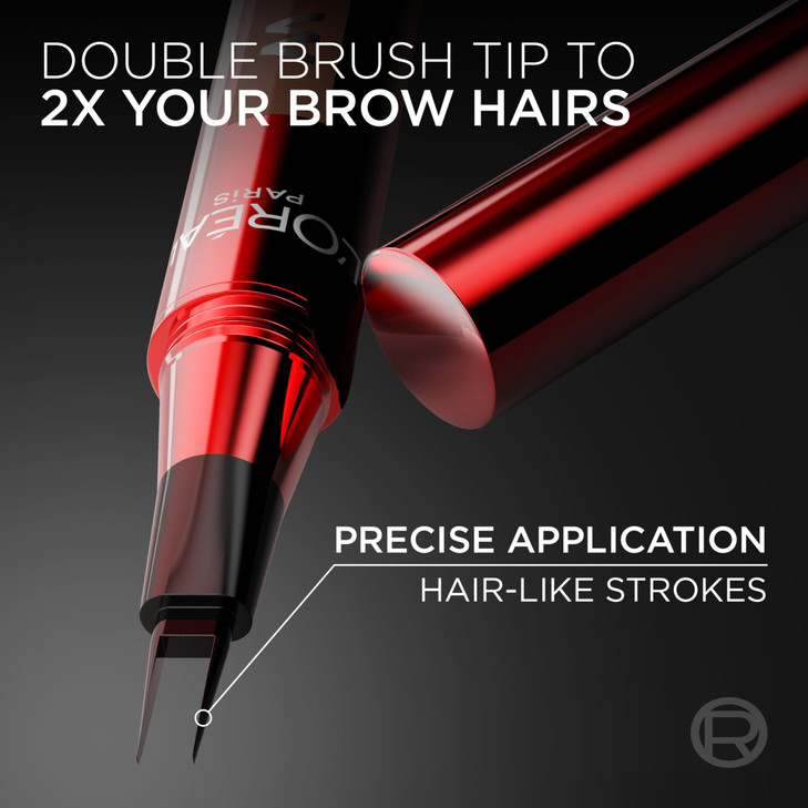 LOreal Paris Faux Brow HairLike Filling Eyebrow Pen with DoubleBrush Tip Fast Precise Eyebrow Makeup Dark Brunette 004 F