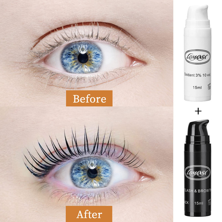 Lomansa Black Eyelash Color Kit Instant Fuller Lash and Brow Coloring Kit DIY Hair Color for Salon Home Use 15ml
