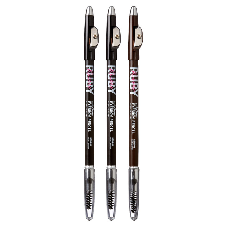 Ruby Kisses GoBrow Eyebrow Pencil Sharpenable Longwear Long Lasting Eyebrow Wooden Pencil for NaturalLooking Brows 3 Pac