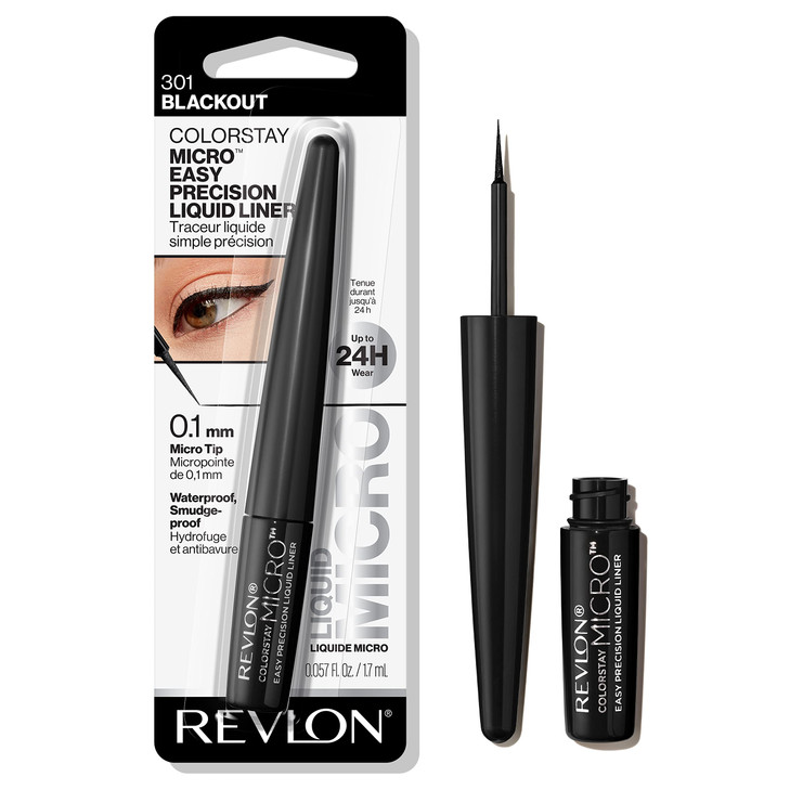 REVLON ColorStay Micro Easy Precision Liquid Eyeliner Waterproof Smudgeproof Longwearing with Felt Tip Applicator 301 Bl