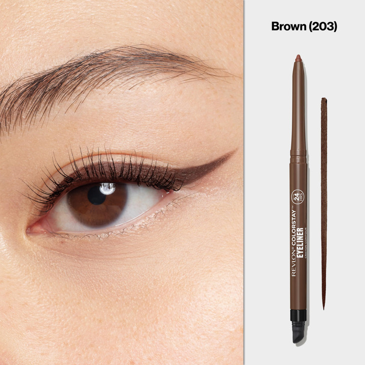 Revlon ColorStay Pencil Waterproof Eyeliner SmudgeProof Eye Makeup with BuiltIn Sharpener 203 Brown 001 oz