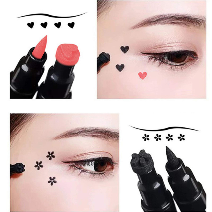 NewBang Doublesided headed Liquid Stamp Eyeliner Pen Pencil with Eye Makeup Stamp Waterproof Double Sided Long Lasting S