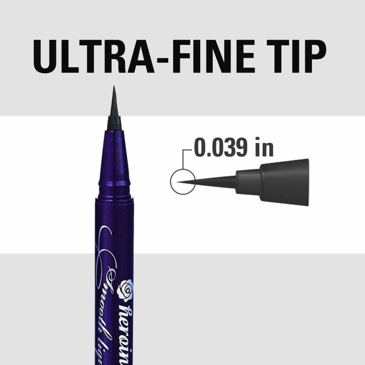 Heroine Make by KISSME Waterproof Eyeliner with UltraFine 01mm Tip Liquid Eyeliner Pen for Sensitive Skin Cat Eye Liner