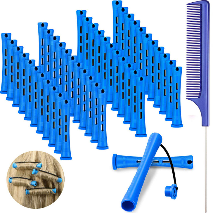 48 Pieces Hair Perm Rods Short Cold Wave Rods Plastic Perming Irons Hair Curling Rollers Curlers with Steel Pintail Comb Rat Tail Comb for Hairdressi online at globaldelivered