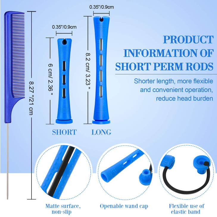 48 Pieces Hair Perm Rods Short Cold Wave Rods Plastic Perming Irons Hair Curling Rollers Curlers with Steel Pintail Comb Rat Tail Comb for Hairdressi online at globaldelivered