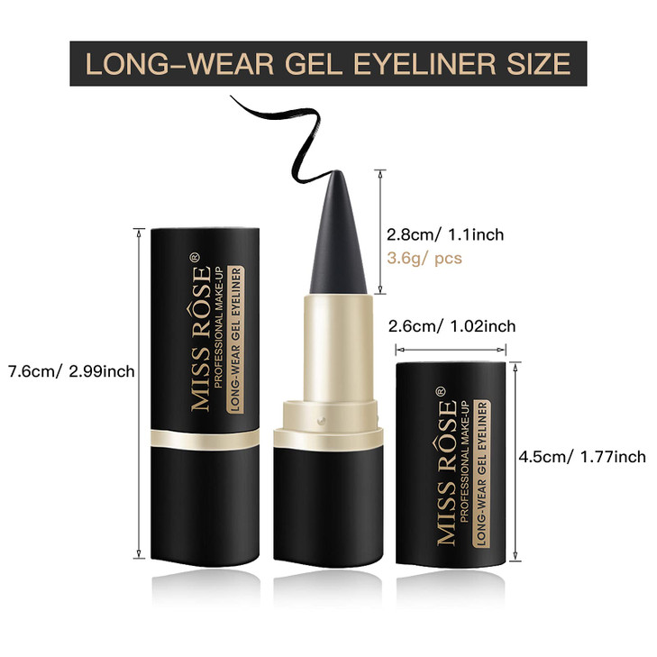 LOKFAR 2 Pcs Black Gel Cream Eyeliner Set Tool Smudge Proof and Waterproof Matte Quick Dry Black Eyeliner Pencil Tattoo