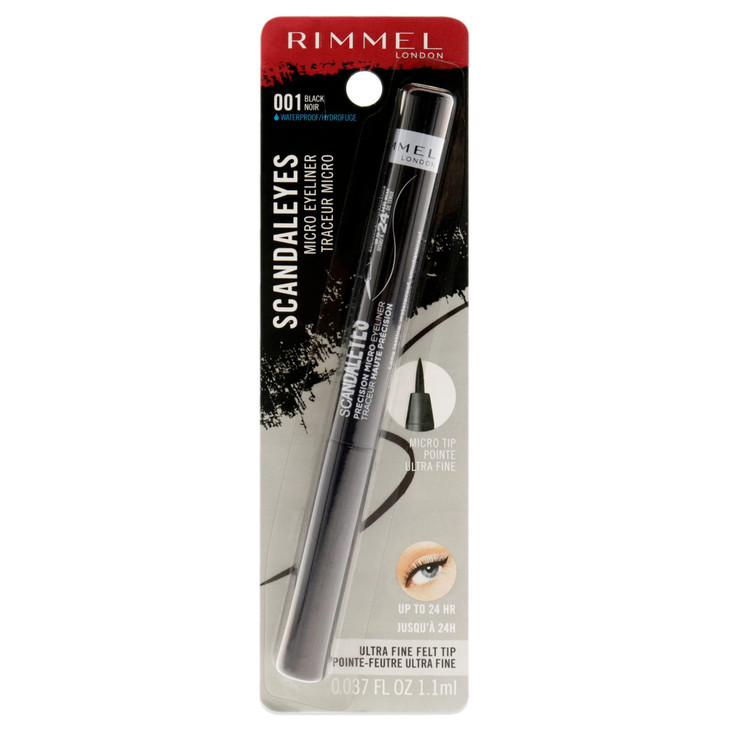 Rimmel London Scandaleyes Micro Eyeliner Waterproof LongWearing SmudgeProof 001 Black 004oz