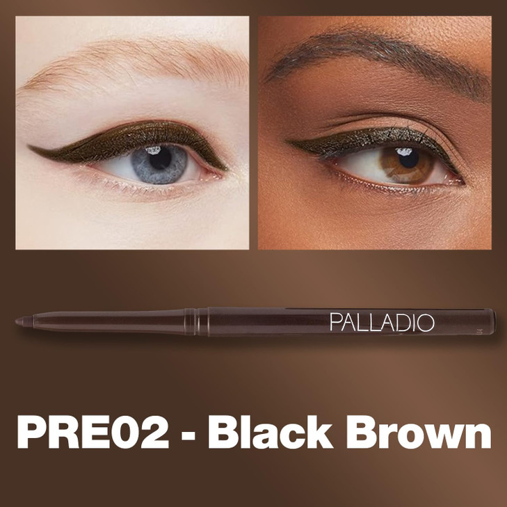 Palladio Retractable Waterproof Eyeliner Richly Pigmented Color and Creamy Slip Twist Up Pencil Eye Liner Smudge Proof L