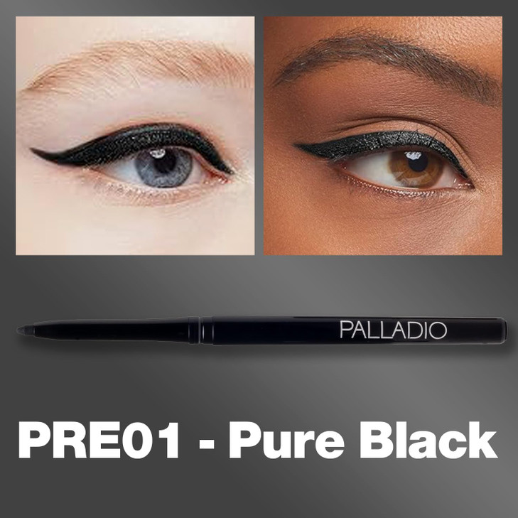 Palladio Retractable Waterproof Eyeliner Richly Pigmented Color and Creamy Slip Twist Up Pencil Eye Liner Smudge Proof L