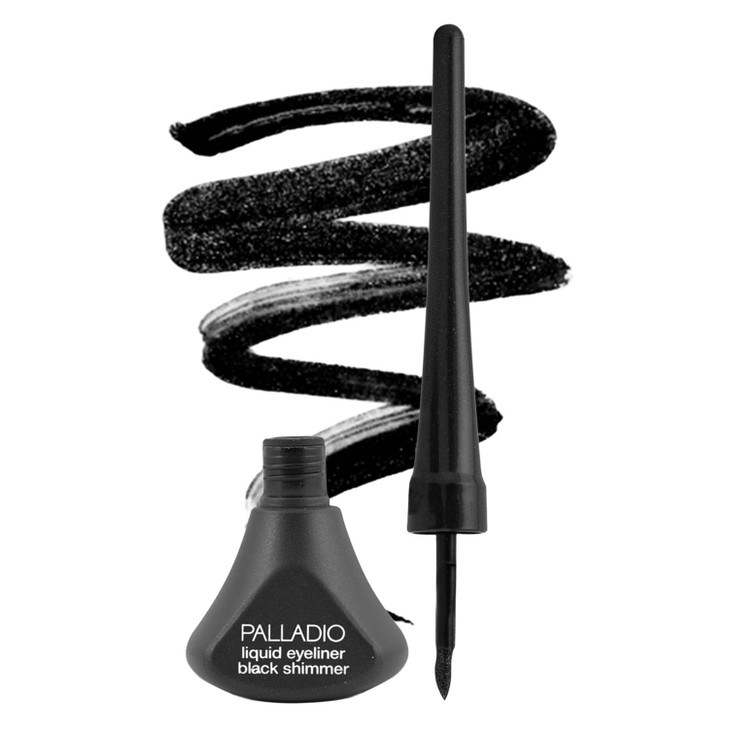 Palladio Liquid Eyeliner Black Shimmer Highly Pigmented Waterproof SmearProof Includes Easy G Wand Applicator