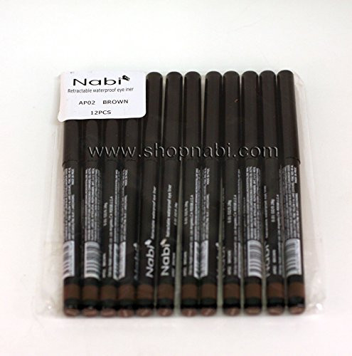 12pcs Nabi Retractable Waterproof Brown Eyeliner Wholesale Lot