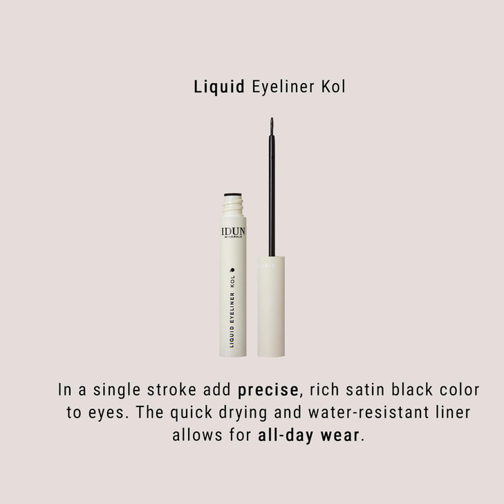Idun Minerals Liquid Eyeliner Kol Imparts A Rich Satin Black Colour Payoff Vegan WaterResistant Formula Infused With Hig