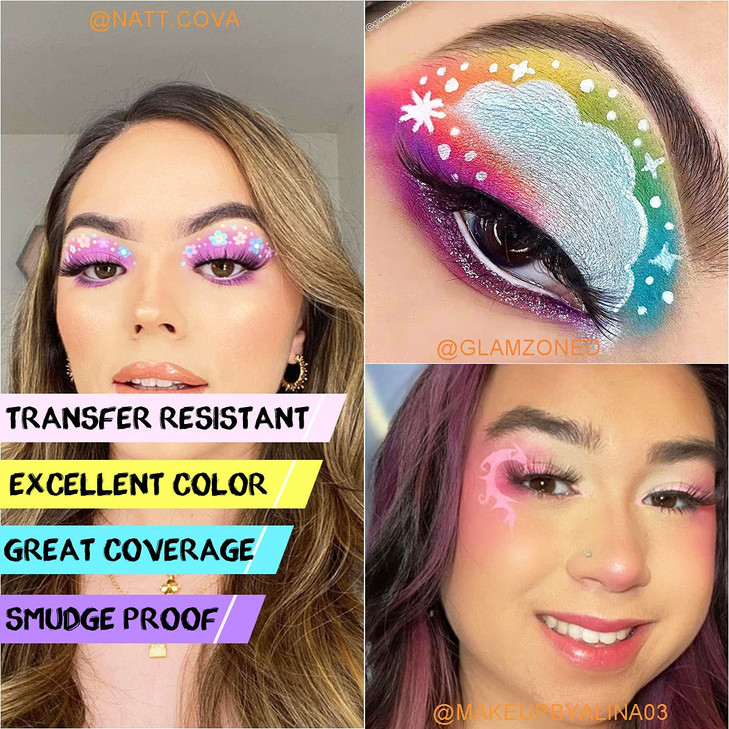 Bowitzki 8x5 Gram Water Activated Eyeliner Hydra Liner Makeup UV Glow Fluorescent Color Graphic Retro Face and Body Pain