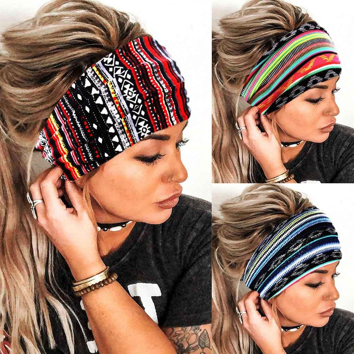 Aceorna Boho Headbands Wide Knot Hair Band Elastic Turban Head Band Stretch Twist Head Wraps Fashion Hair Accessories for Women 3 Pcs (Set A) online at globaldelivered