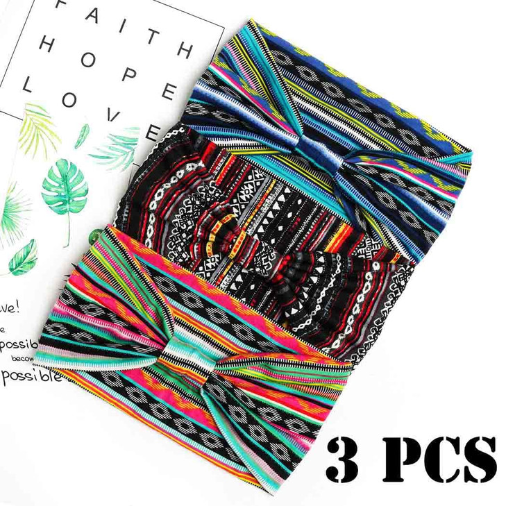 Aceorna Boho Headbands Wide Knot Hair Band Elastic Turban Head Band Stretch Twist Head Wraps Fashion Hair Accessories for Women 3 Pcs (Set A) online at globaldelivered