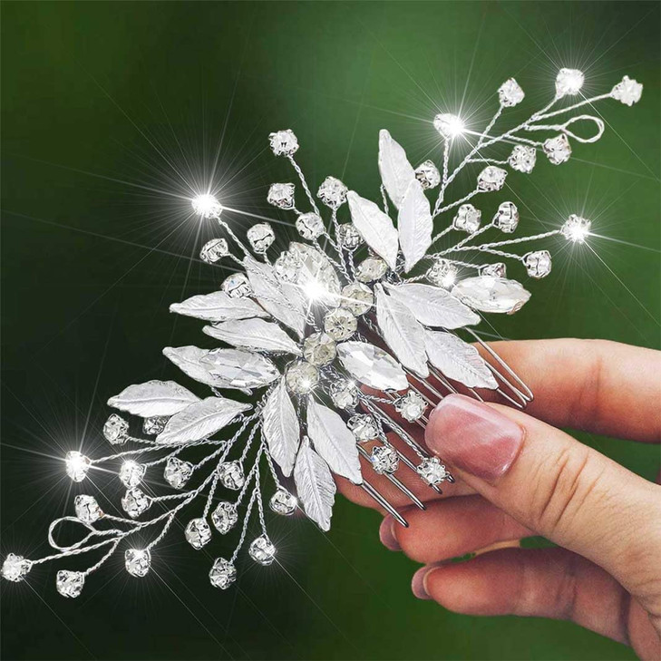 Latious Silver Bride Wedding Hair Comb Leaf Bridal Hair Piece Rhinestone Hair Accessories for Women and Girls (Silver) online at globaldelivered