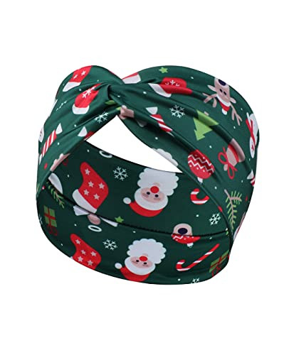 BBTDIN Christmas Turban Headband Women Girls Christmas Wide Hair Band Christmas Holiday Headware BHC20 (A1-Green)