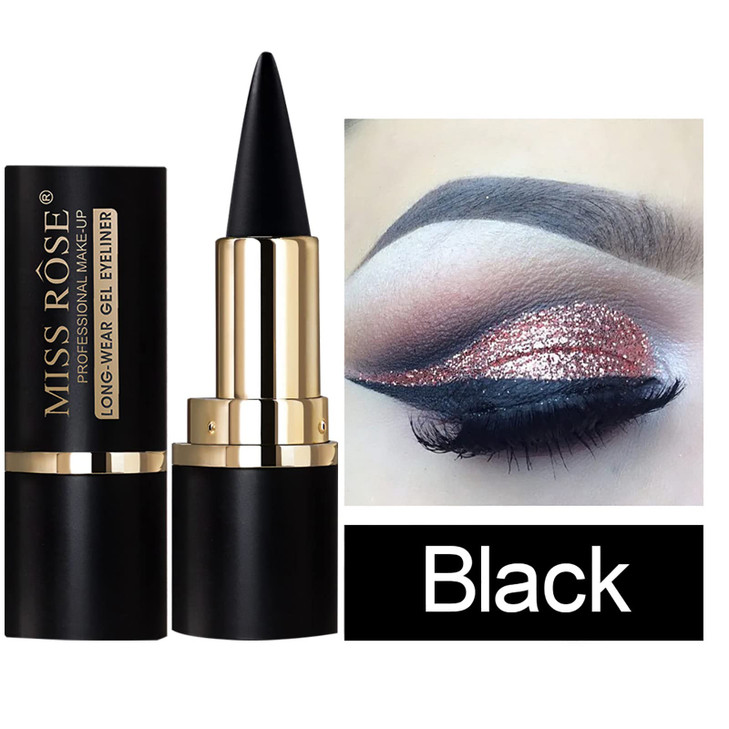 MISS ROSE Matte Black Gel Eyeliner Tool Smudge Proof Cream Eyeliner Pencil Eyeliners for Women Girls Black