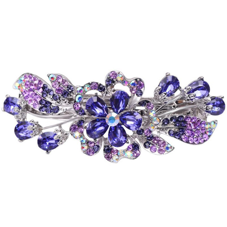 LALAFINA Hair Clip 1pc, Flower Rhinestone Hair Barrettes, Crystal Rhinestones Barrettes, Vintage Spring French Hair Clips for Women Ladies, Purple