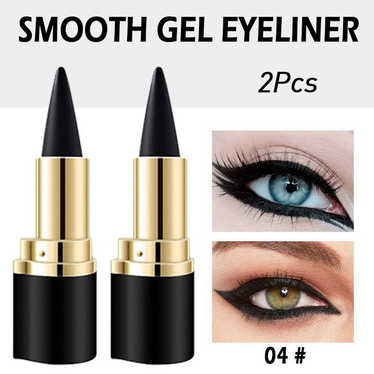 Kaely 2Pcs Gel Eyeliner Pencil Natural Black Eyeliner Cream Liquid Eye Liner Pencils for Older Women Waterproof Smoky Ey
