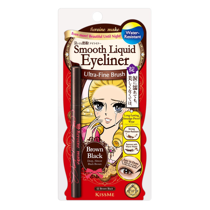 Heroine Make by KISSME Liquid Eyeliner Pen with UltraFine 01mm Tip Waterproof Eyeliner for Sensitive Skin Cat Eye Liner
