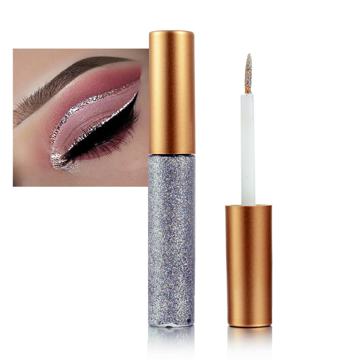 LAIKME Glitter Eyeliner Liquid Sliver Glitter Eyeliner Longlasting Waterproof QuickDrying High Pigment Shimmer Metallic