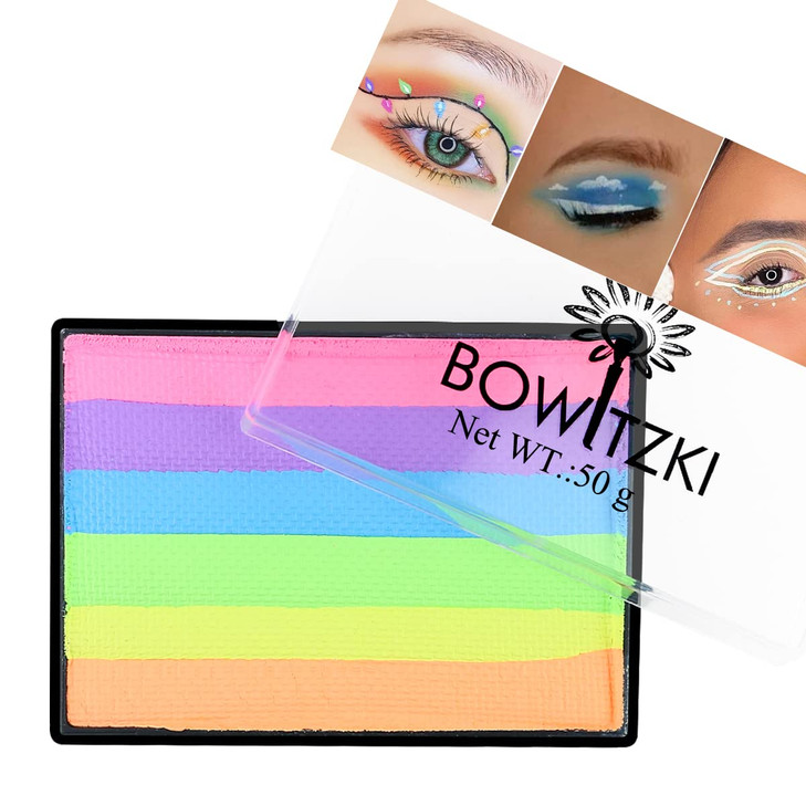 Bowitzki 50g Pastel Color Split Cake Water Activated eyeliner UV neon Graphic eye liner Hydra Liner Rainbow Easter Glow
