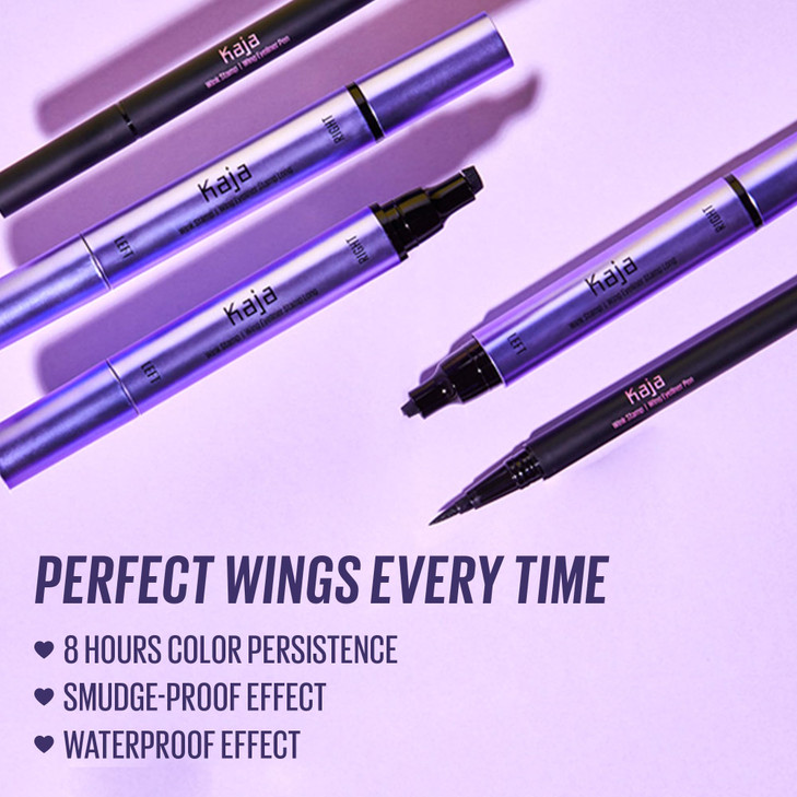 Kaja Winged Eyeliner Set Wink Stamp Long with Avocado Extract Doubleended Wing SmudgeProof Waterproof Eye Irritation Tes
