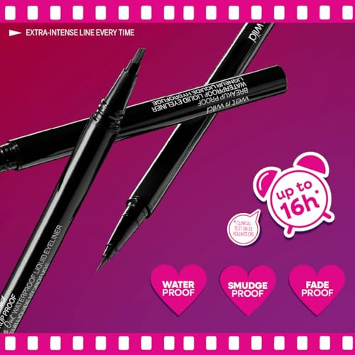 wet n wild Mega Last Breakup Proof Liquid Eyeliner UltraFine Brush Waterproof 16Hour LongLasting Wear CrueltyFree Vegan
