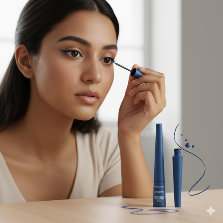 FACESCANADA Matte Play Eyeliner Blue Smudge Proof Quick Dry Liquid Eyeliner for Precise Definition Bold Matte Finish Lon