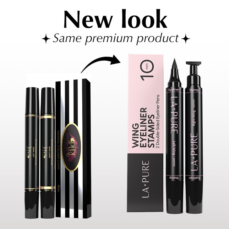 LA PURE Waterproof Liquid Eyeliner Stamp Winged Eyeliner Tool 2x Cat Eye Winged Fine Tipped Pen Eyeliner Stencil Smudge