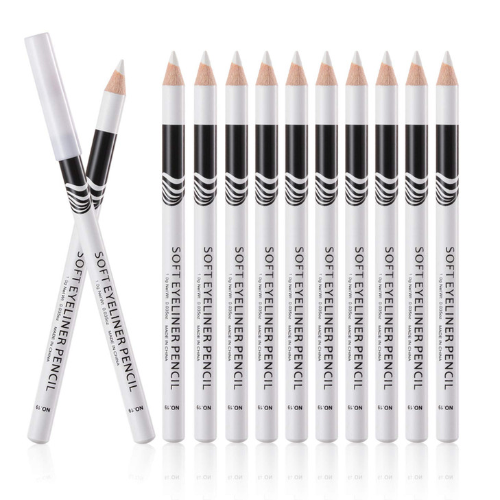 Fashionwu White Eyeliner Pencils Professional Use as Highlighter Soft Waterproof LongLasting Eyeshadow Eye Brightener Be