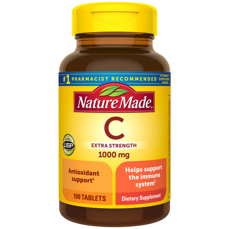 Nature Made Vitamin C 1000 mg Extra Strength, Dietary Supplement for Immune Support, 100 Tablets, 100 Day Supply online at globaldelivered