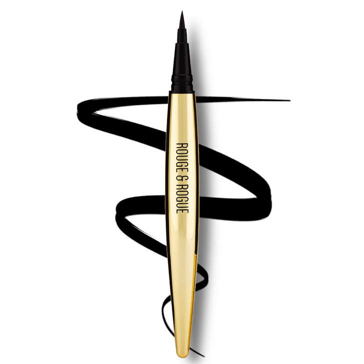 Rouge Rogue Waterproof Liquid Eyeliner UltraBlack SmudgeProof LongLasting Vegan CrueltyFree Precision Brush Tip for Wing