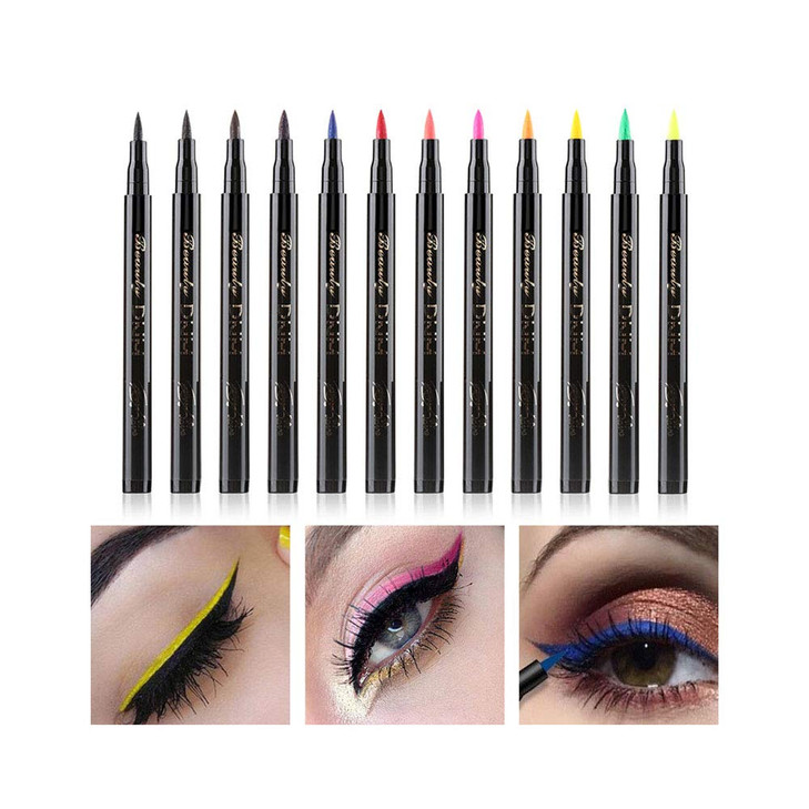 DNM Cat Eye Makeup Waterproof Neon Colorful Liquid Eyeliner Pen Make Up Comestics Longlasting Black Eye Liner Pencil Mak
