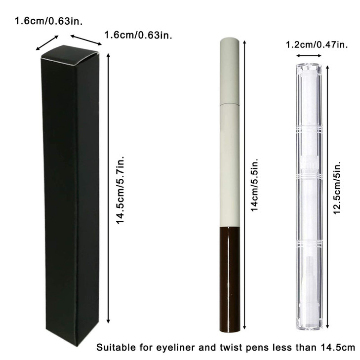 ANZKA 50 Pcs Eyeliner Packaging Boxes 57x063x063 Inch Twist Pen Wrapping Box Black Matte Cuticle Oil Pen Package Boxes