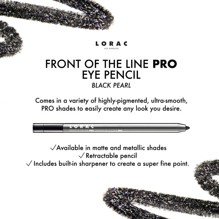 LORAC Front Line PRO Waterproof Eyeliner Pencil Pearl Black Long Lasting Makeup Pencil Sharpener HighPrecision