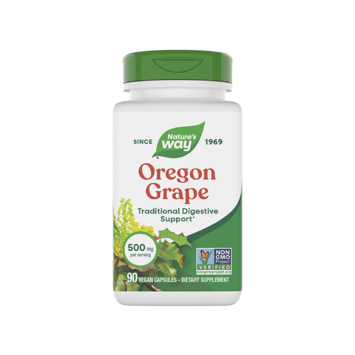 Natures Way Oregon Grape, Traditional Digestive Support*, Non-GMO Project Verified, 500 mg per Serving, 90 Capsules (Packaging May Vary) online at globaldelivered