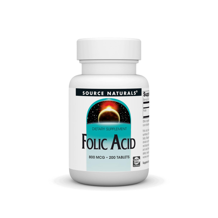 Source Naturals Folic Acid 800 Mcg Tablet, 200 Count